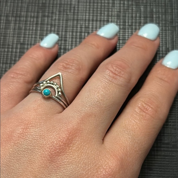 925 Silver Turquoise Ring Set - Picture 2 of 5